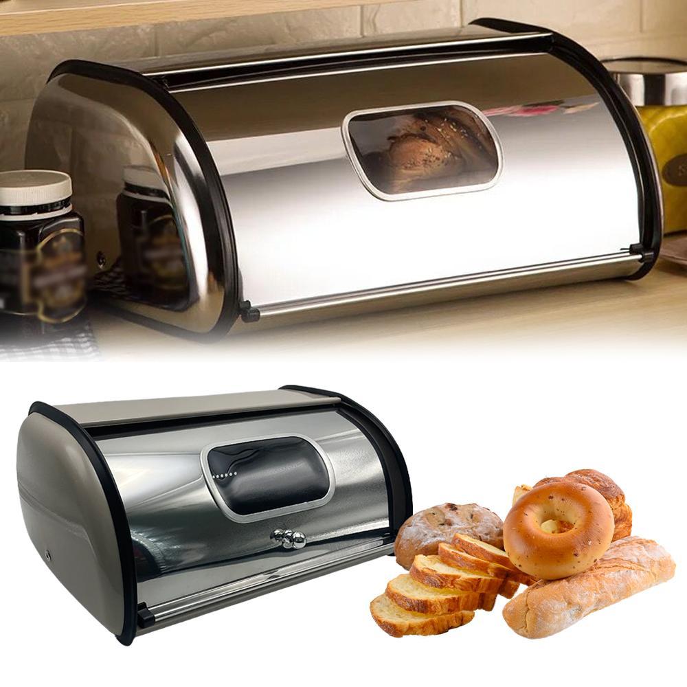 Roll Top Bread Bin Large Capacity Bread Box For Entrance Pantry Farmhouse Bread Storage Box Healthy Lifestyle Tool