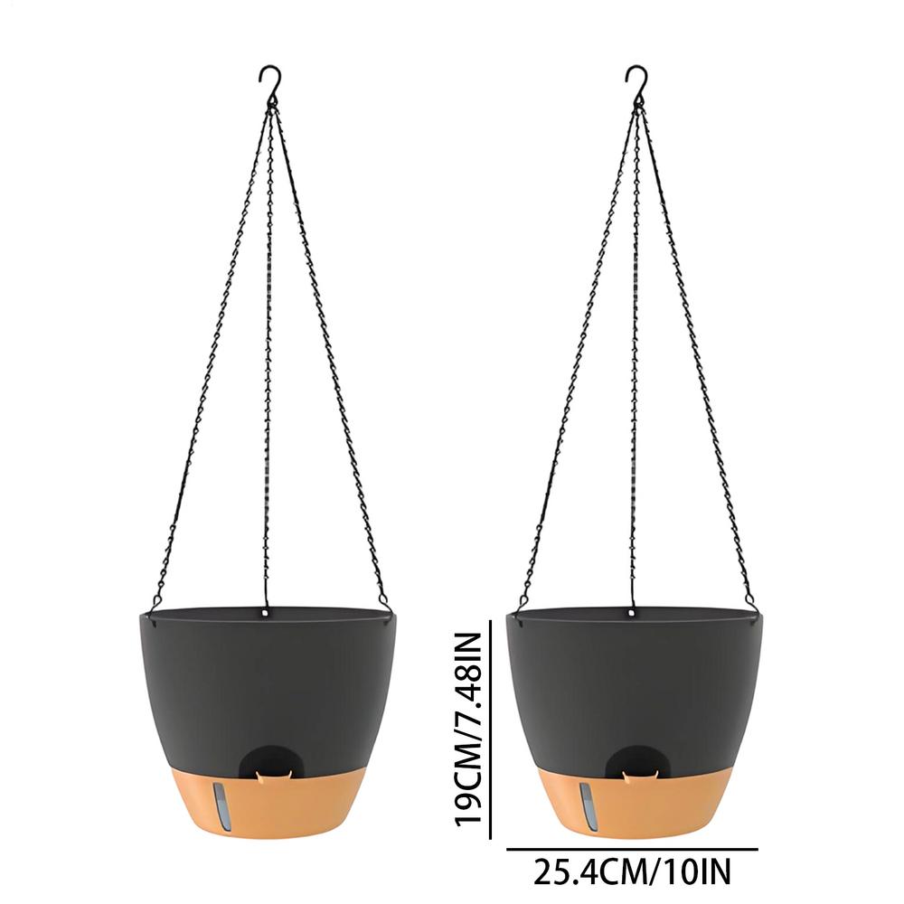 

10 Inch Self-watering Hanging Basin 2 Pieces Flower Plants Pots With Reservoir Basket Plant Hanging Flowerpot for Window Sills
