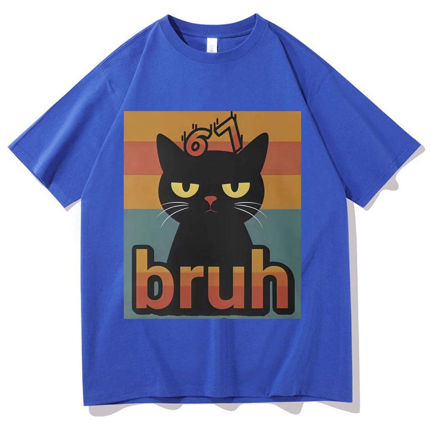 Funny Cat Six Seven Graphic Tee Unisex Summer Gothic Short Sleeved Aesthetic Y2k Clothes Casual Cozy Tshirt Streetwear Teenagers