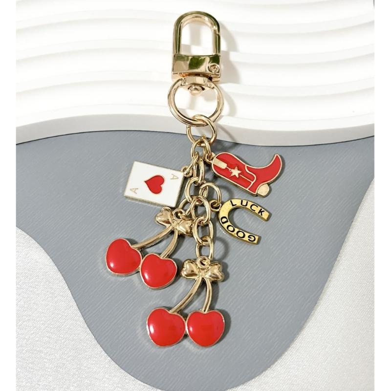 Unique Cherry Keychain Bag Charm Cherry Keychain Purse Charm Key Adornment For Adding Flair To Women's Handbags