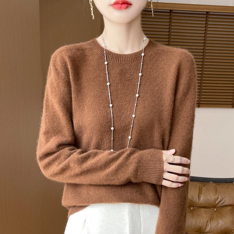 

Женский свитер с круглым вырезом, пуловер, осенне-зимний теплый темпераментный топ XL