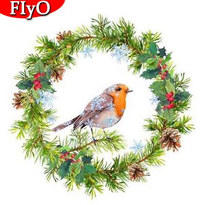 Voller quadratischer Diamant-Stickerei-Vogel-Diamant-Gemälde-Weihnachtskranz-Mosaik-handgemachte Geschenk-Dekorationen für Raum