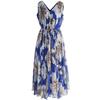 Spring Chiffon Printed Long Maxi Dress, European American Style Beach Holiday Casual Dress for Women