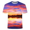 Summer Sunset Scenery Graphic T Shirts Fashion Men's T-shirts with Natural Landscape Pattern Casual Handsome 3D Print T-shirt