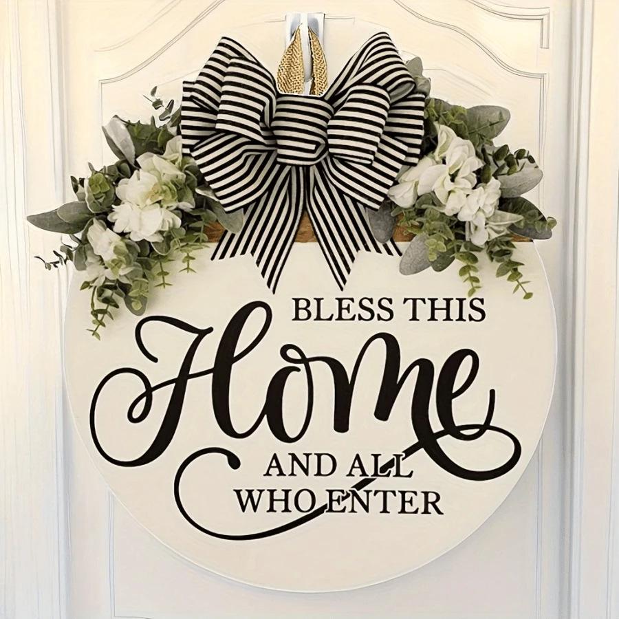 Front Door Farmhouse Wreath: Welcome Sign for Spring & Summer Decor