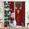 2pcs,2D Plane Printing Creative Curtains Cute Snowman Christmas Greeting (2) Polyester Fabric (without Rod) Gifts Perfect for