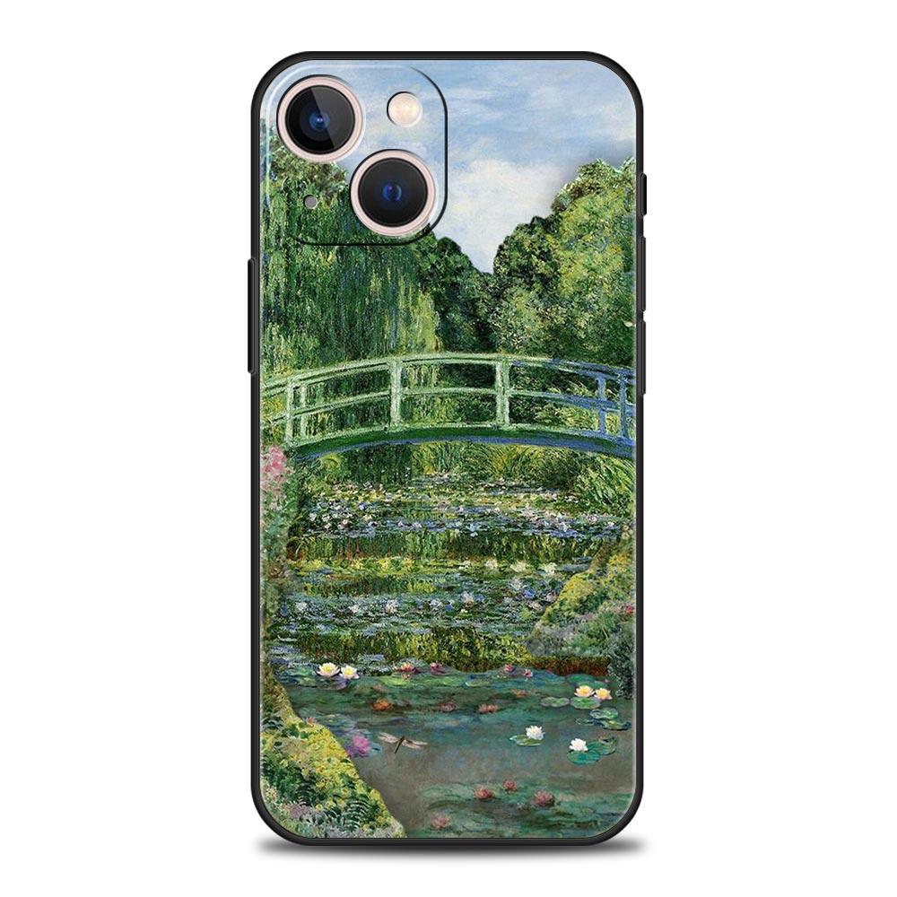 

Чехол для телефона с картиной Клода Моне для iPhone 17 16 15 Pro Max 11 12 13 14 7 8 Plus SE 2020 X XR XS Мягкий Черный iPhone 15Pro Max
