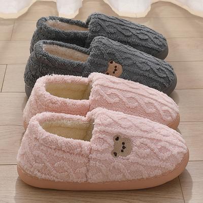 Katoenen Pantoffels Heren Huis Winter Tas met Stelletje Cartoon Teddybeer Binnenhuis Pluche Warme Bont Pantoffels Dames