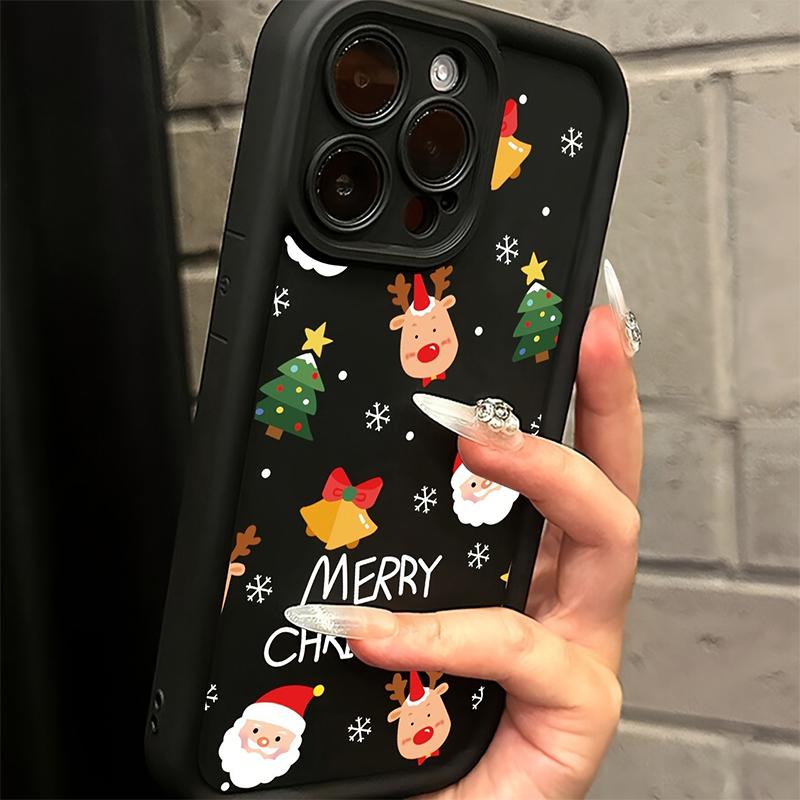 Christmas Tree and Santa Claus Print Phone Case For iPhone 17 16 15 14 13 12 11 Pro Max XS XR 7 8 Plus 16E Shockproof Soft Cover