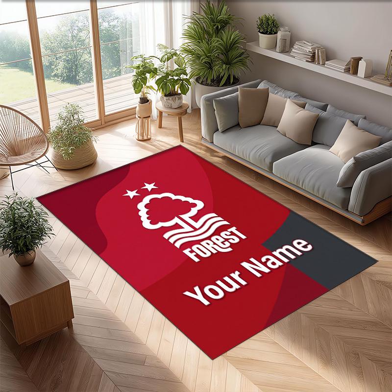 Nottingham Forest FC Bedruckter Kristall-Samtteppich Rutschfester Kristall-Samtteppich Für Sofa Schlafzimmer Innenbereich Heimdekoration