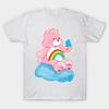 חולצת טריקו מודפסת שחורה לגברים Care Bear - קריקטורה קשת בענן, וינטג', ילדות, מצוירת, קריקטורות משנות ה-80, חברות, אהבה הדפסת נייר העברה ללא חיתוך כותנה