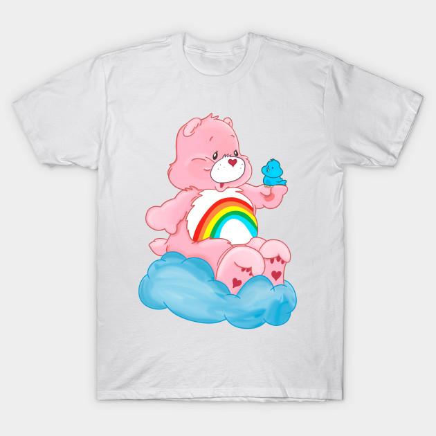 

Men Black Print T-shirt Care Bear - Rainbow Cartoon, Vintage, Childhood, Animated, 1980S Cartoons, Friendship, Love No-Cut Transfer Paper Print Cotton XL білий