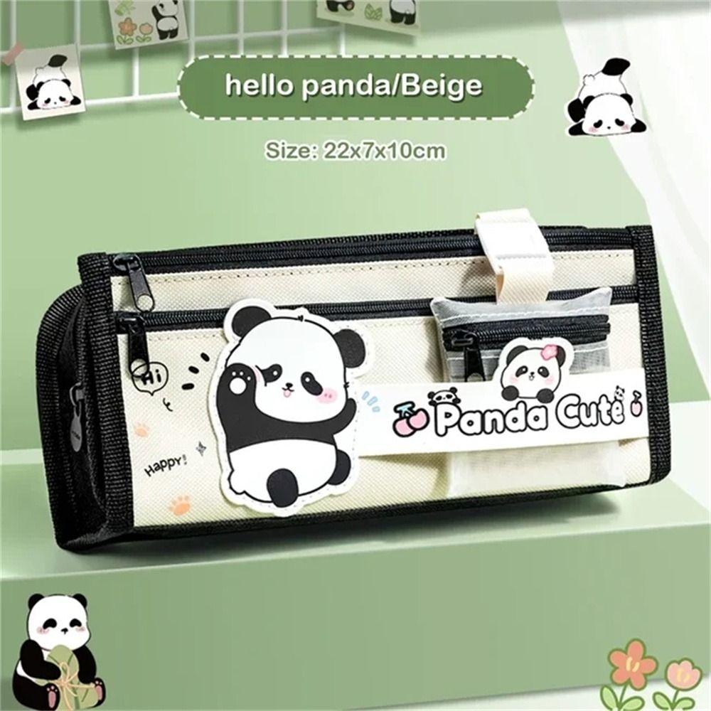 Large Storage Pen Box Bags Multi Layer Pencil Pouch Cosmetic Makeup Panda Pencil Case  Stationery