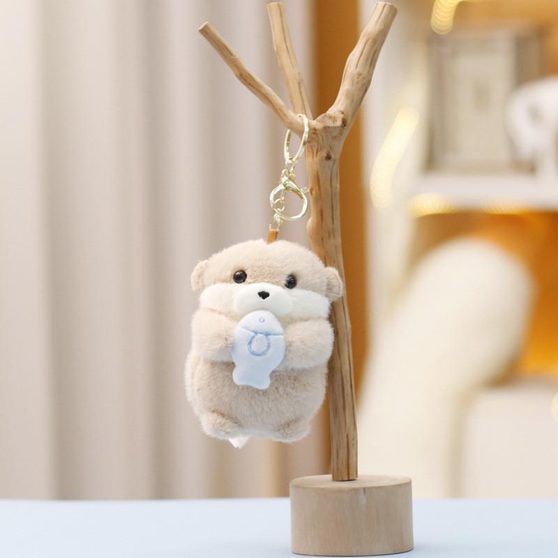 Cute Sea Otter Plush Doll With Short Faux Fur For Bag Pendant And Gift