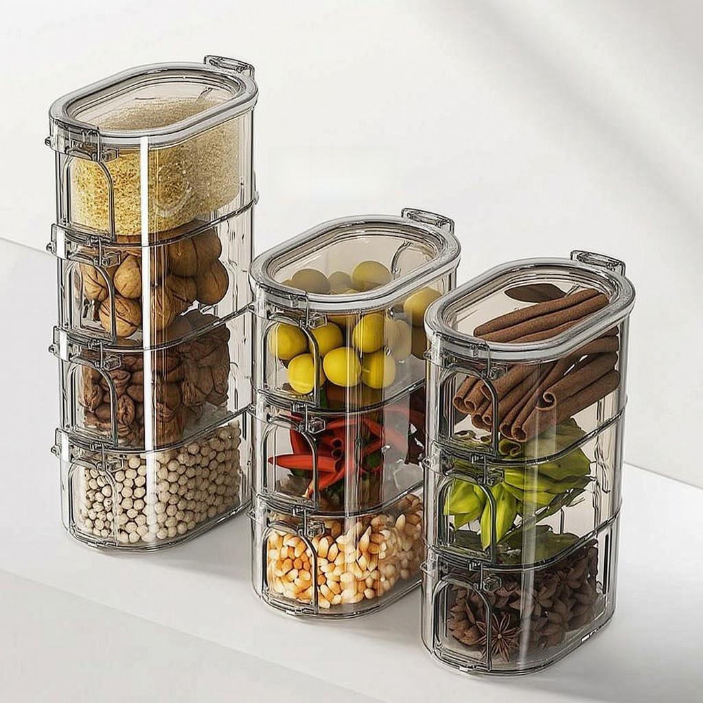Modern Minimalist Spice Storage Container With Multilayer Food Grade Plastic For Kitchen Use