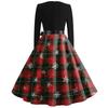 Women's Casual Fashion Christmas Print Square Neck Vintage Dress for Holiday Party