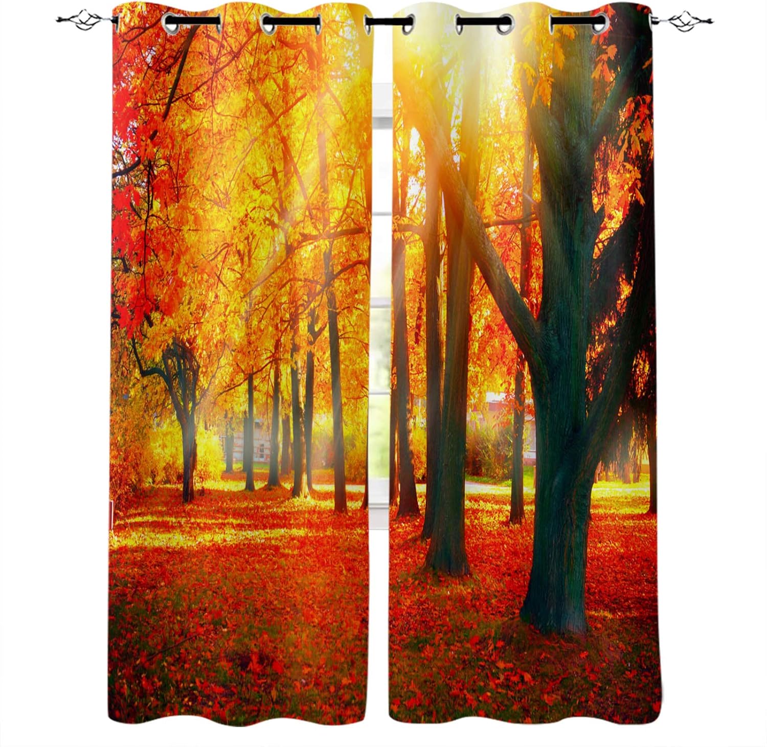 Tonnika Chen Blackout Maple Leaf Curtain Autumn Landscape Print Window Forest Treatment Curtains Bedroom Kitchen Office Made Of Polyester Washable Decor Ready