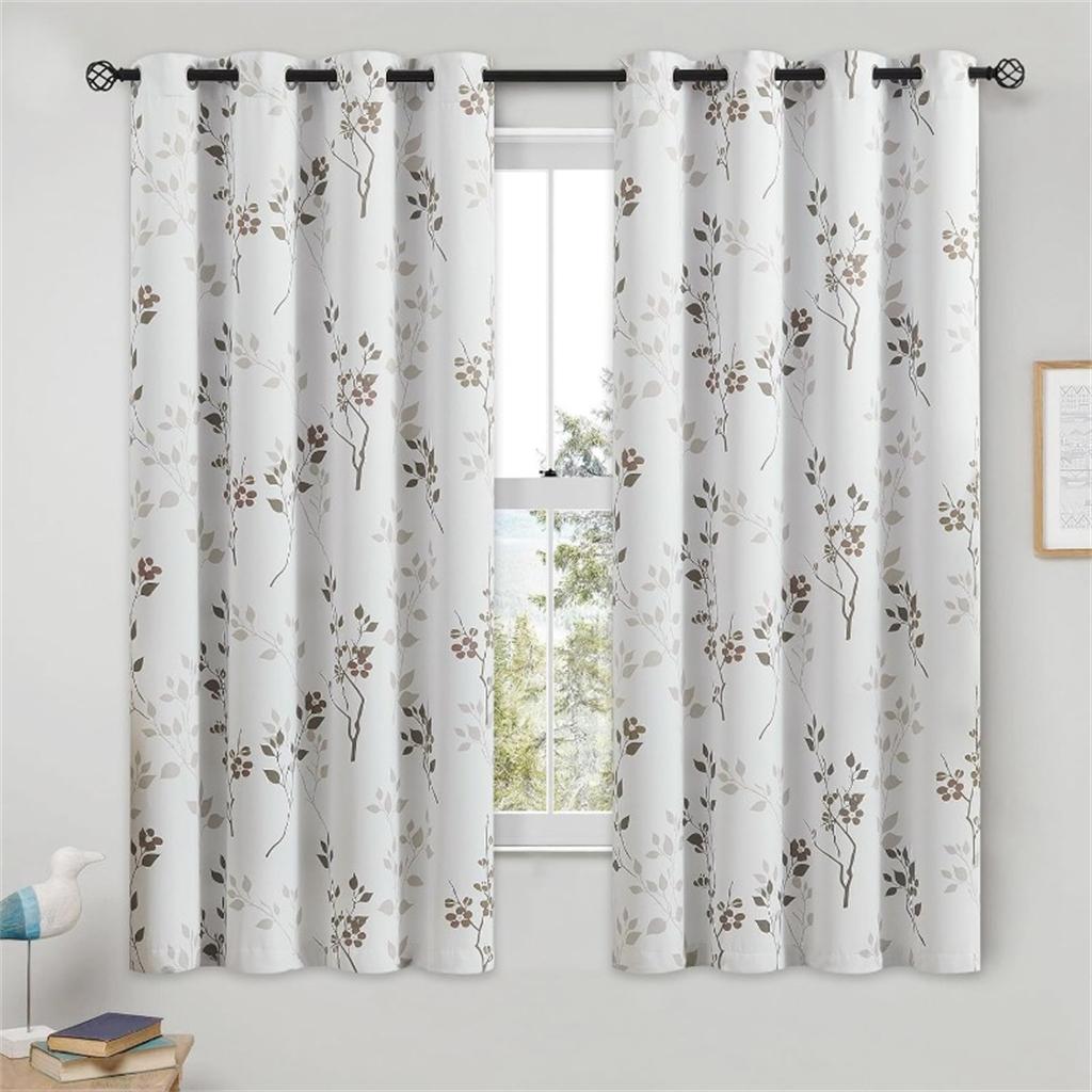 Refreshing Floral Print Pattern Curtains Blue Brown Floral 2 Pcs Living Room Bedroom Kitchen Balcony Blackout Decor