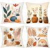Bohemian Floral and Plant Patterned Pillow Covers Polyester Pillowcase, Sofa Decorative Cushion Cov Headboard Pillow