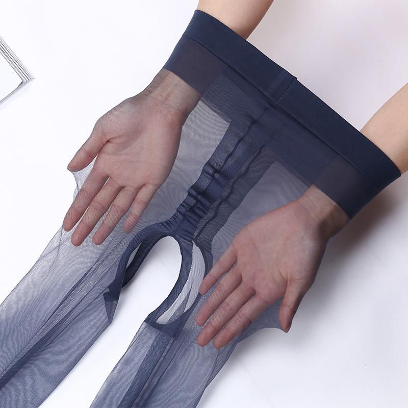 Upgraded 1D Sexy Tights Open Crotch Transparent T Crotchless Women Pantyhose Ultra-Thin Nylon Tight Stretchy Stocking