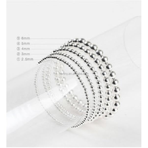 

Ювелирные изделия Hertiny, стерлинговое серебро 925 пробы, 2,5 мм, 3 мм, 4 мм, 5 мм, 6 мм, эластичный браслет из 925 бусин для 16cm