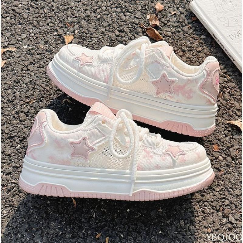 Fashion New summer versatile thick sole height increasing niche casual sports shoes star board shoes women's mesh breathable shoes