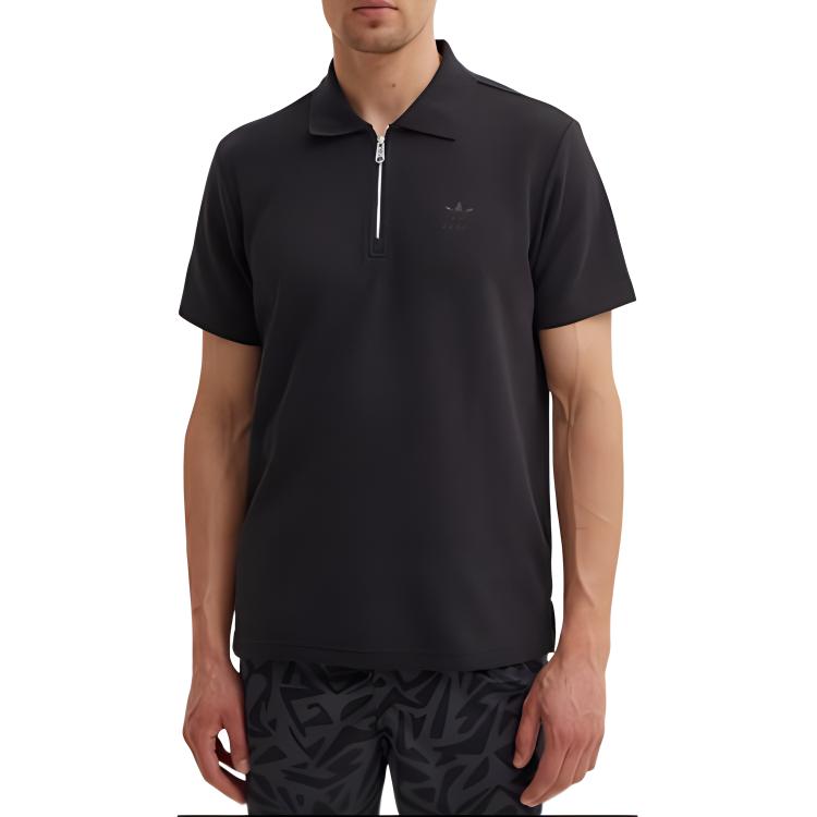 Adidas Originals Essential Trefoil Essentials Waffle Polo Shirt Men Polo Shirts Black IW5803