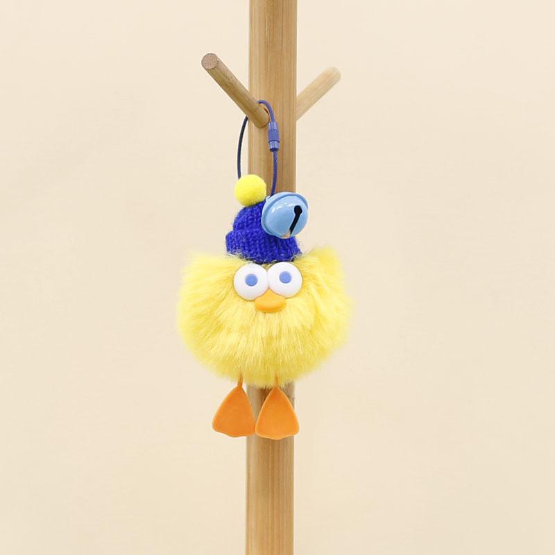 

Plush Duck Keychain With Adorable Big Eyes For Car And Bag Decor жовтий