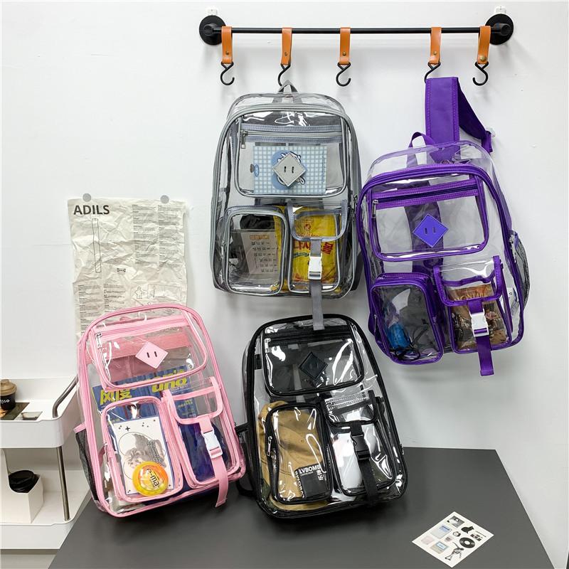 Schoolbag wholesale new couple transparent shoulder jelly bag Korean version pvc backpack male and female junior high school leisure student schoolbag