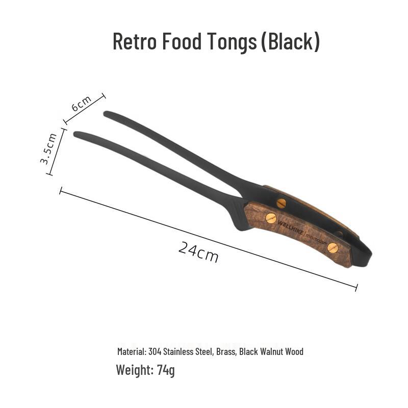 WELLHIKE Retro 304 Stainless Steel Camping Tongs Standard