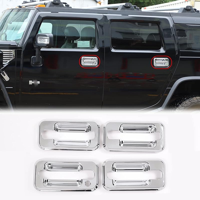 

PIUGILH Накладка на ручку дверей для Hummer H2 2003-2009, Зовнішні аксесуари: Рамка-декоратор захисту ручки дверей, Матовий чорний(4 шт) срібний