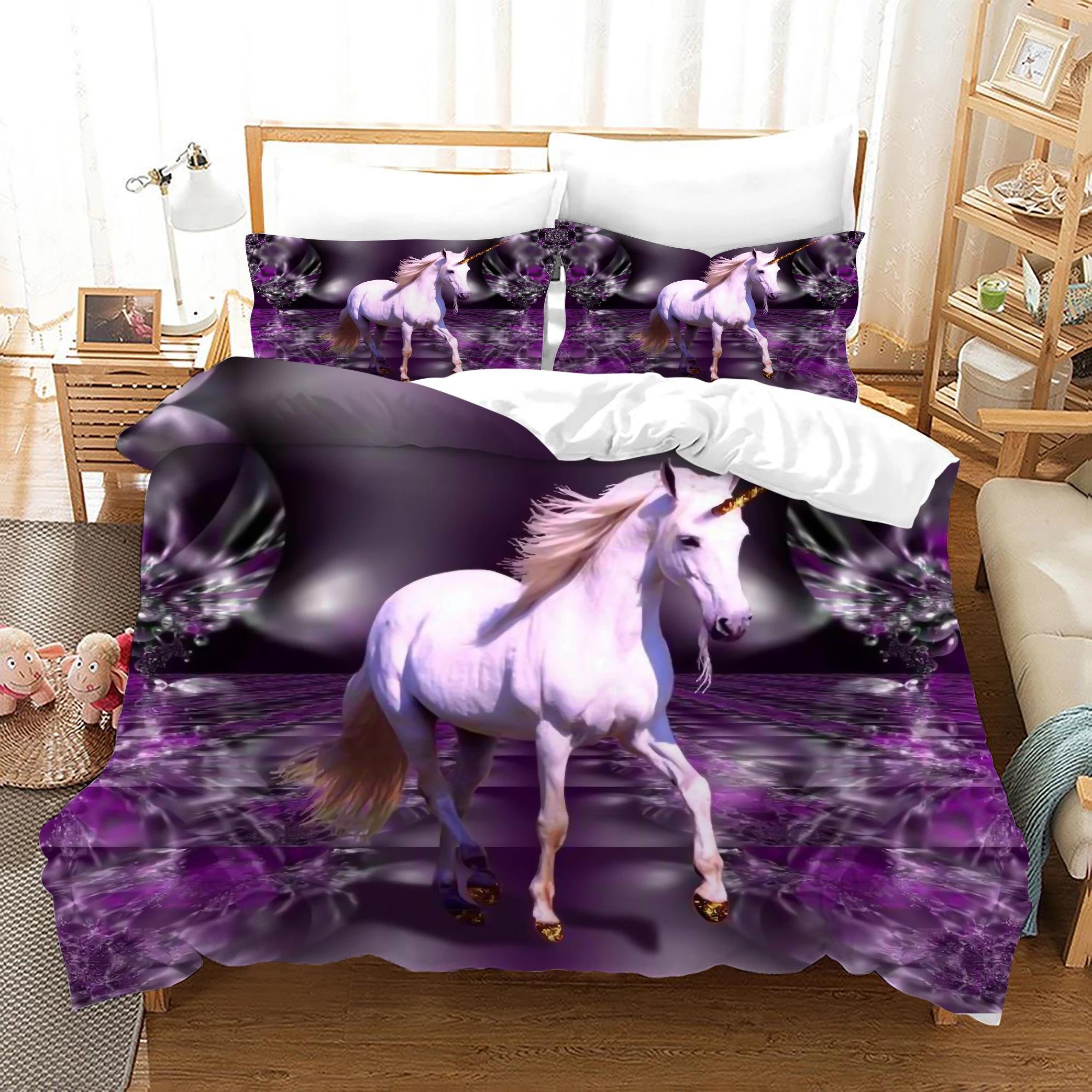 

Comforter Dropship Bedding Set Unicorn 140X210 Dream For Girl Boy Single Double Size Bedroom Sets Bedclothes Comforter (quilt)-EU Single(135*200cm)3pcs