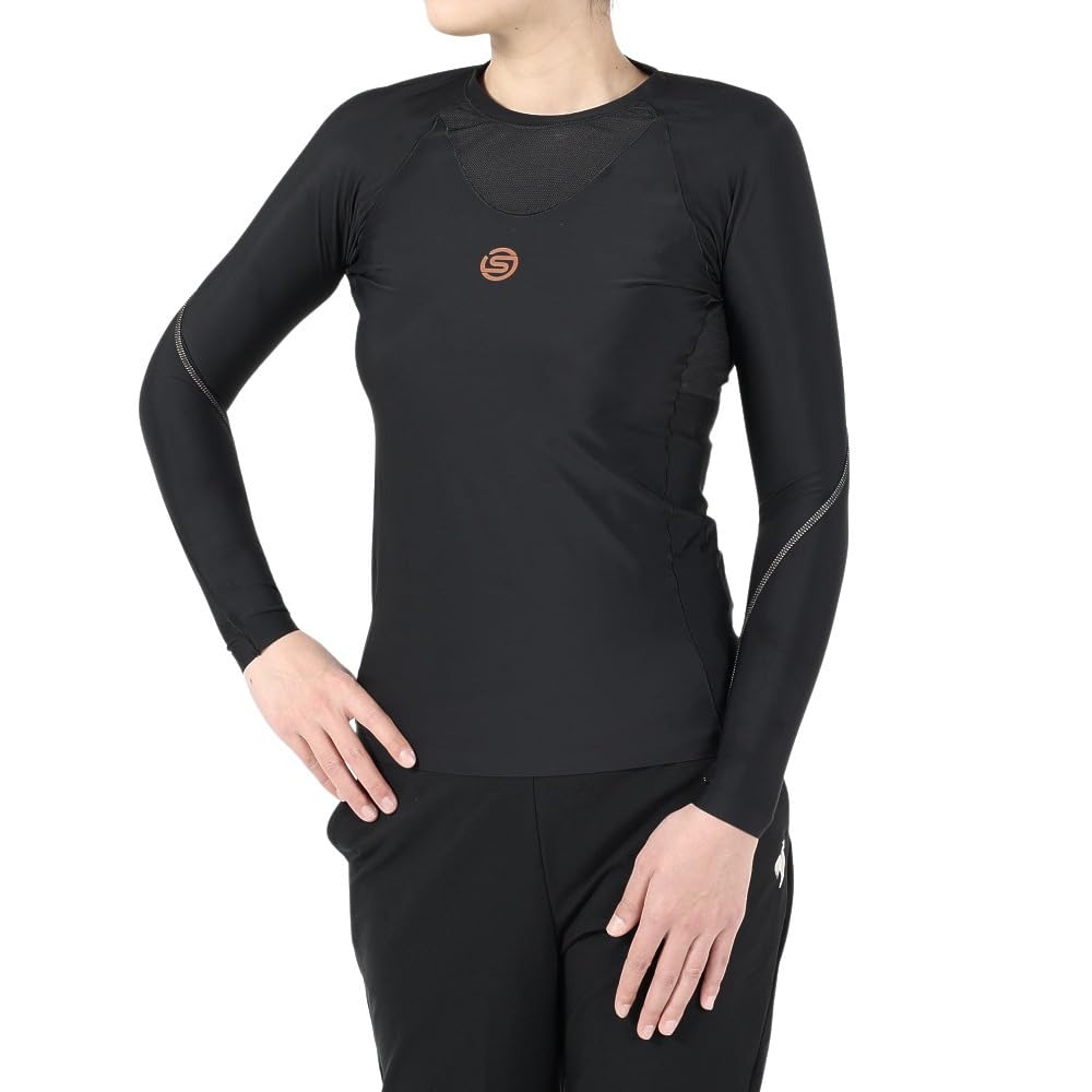 Skins Stretch Shirt Long Size 18221510 SERIES-5 Top, Sleeve, Women's, Black, L,