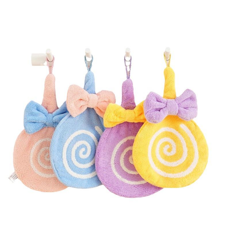 Cute Quick-Dry Children's Hand Towel - Soft, Lint-Free, Absorbent, and Hanging for Bathroom or Kitchen Use.