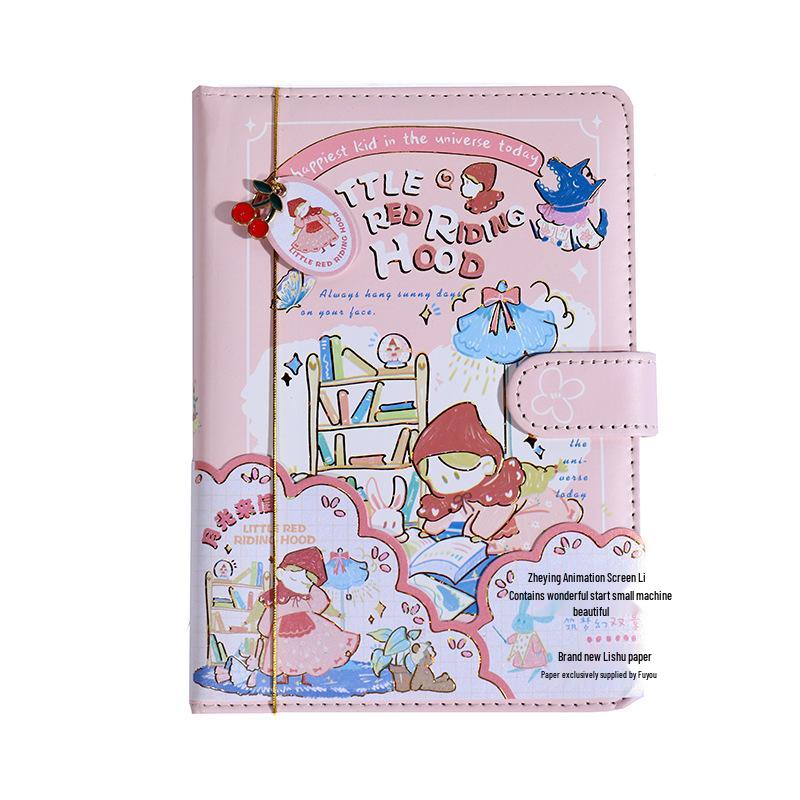 Fuyou B6 PU Magnetic Little Red Riding Hood Journal with Cute Hand-Drawn Illustrations