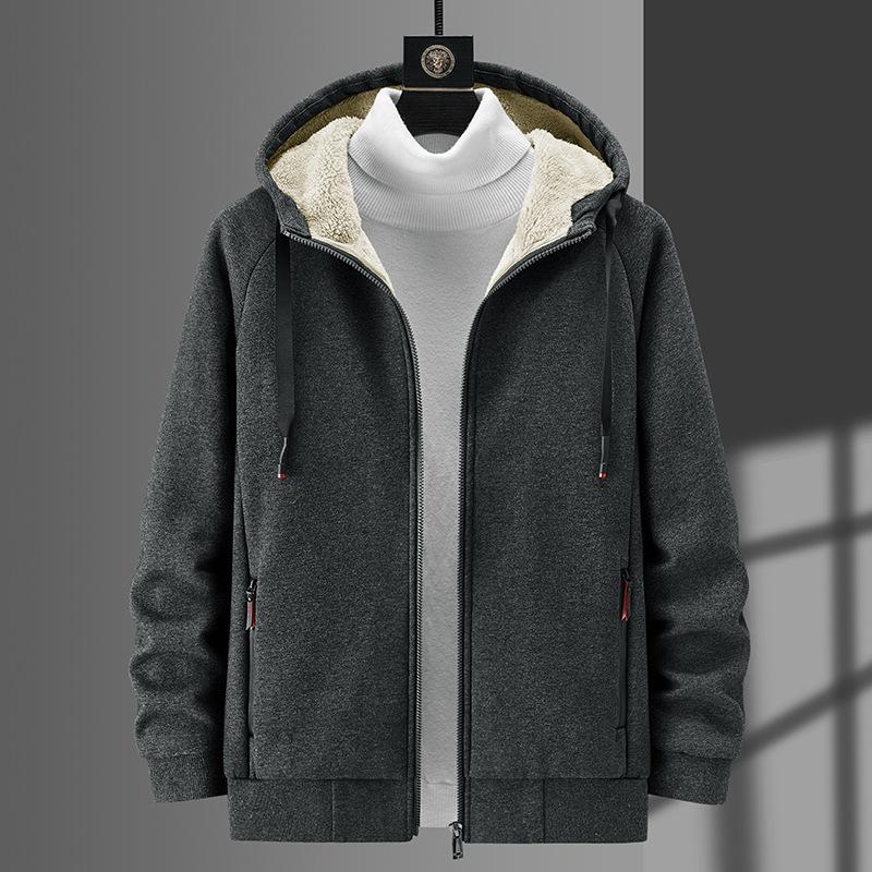 Зимний бархатный повседневный мужской свободный теплый свитер Мужской кардиган Свитер Куртка L серый