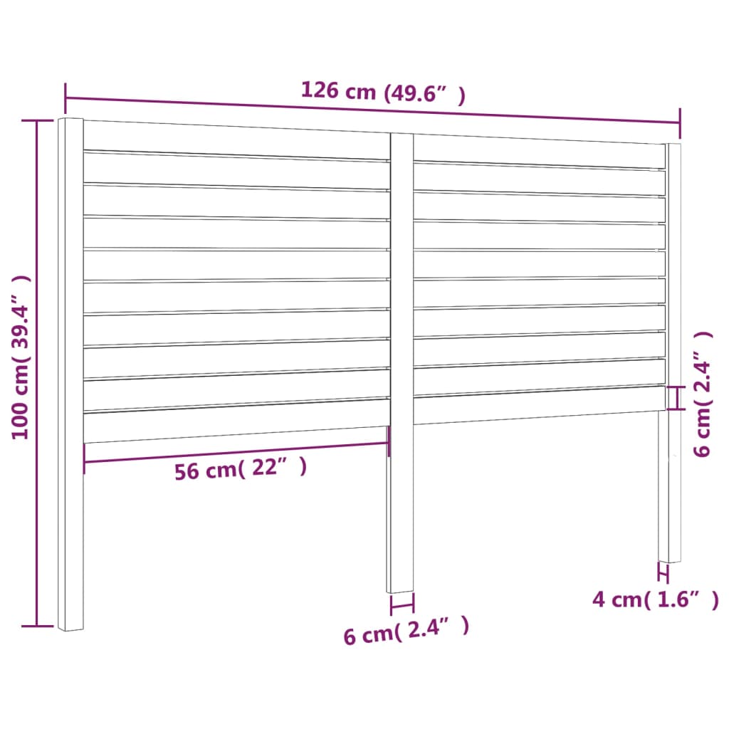 Headboard 126 X 4 X 100 Cm Solid Pine Wood