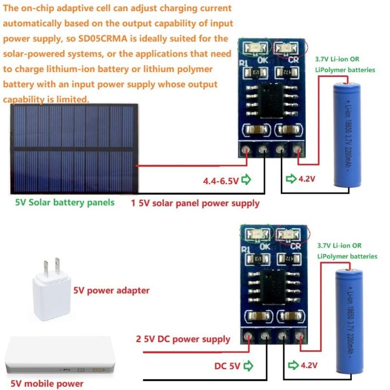 3.7V 4.2V Input Solar Panel Dedicated Charging Module 18650 LiPo Li-ion Lithium Battery Charge Controller Module