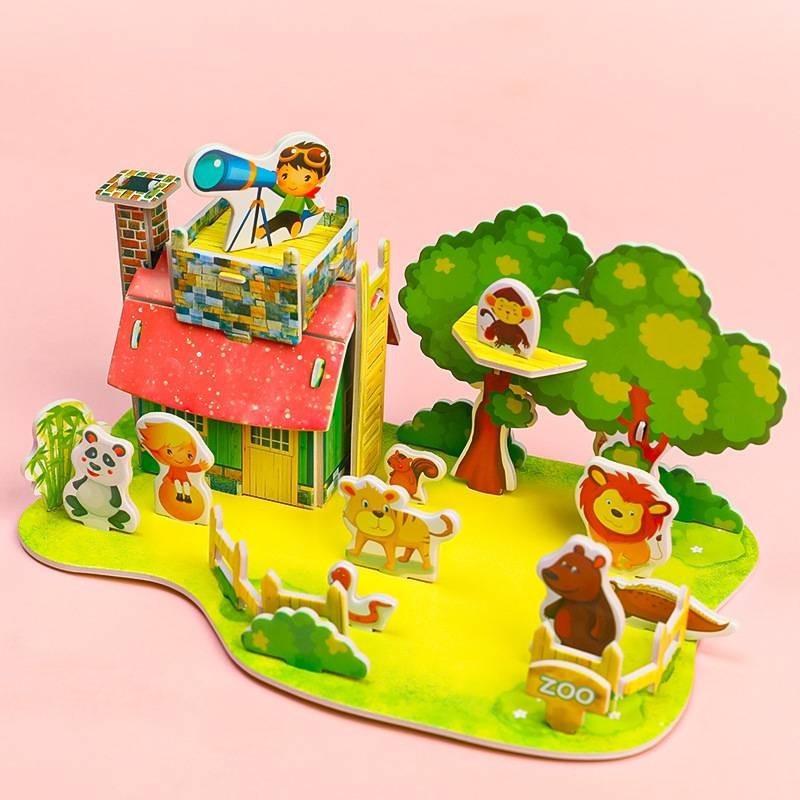 Large Foam 3d Puzzle Card For Kids Diy Handmade Assembly Rainbow Castle Educational Jigsaw