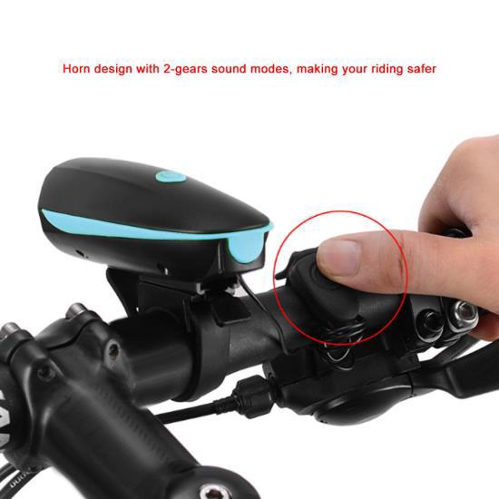 USB Charging High Bright Front Light Cycling Horn Warning Lamp for Bike Bicycle Blue