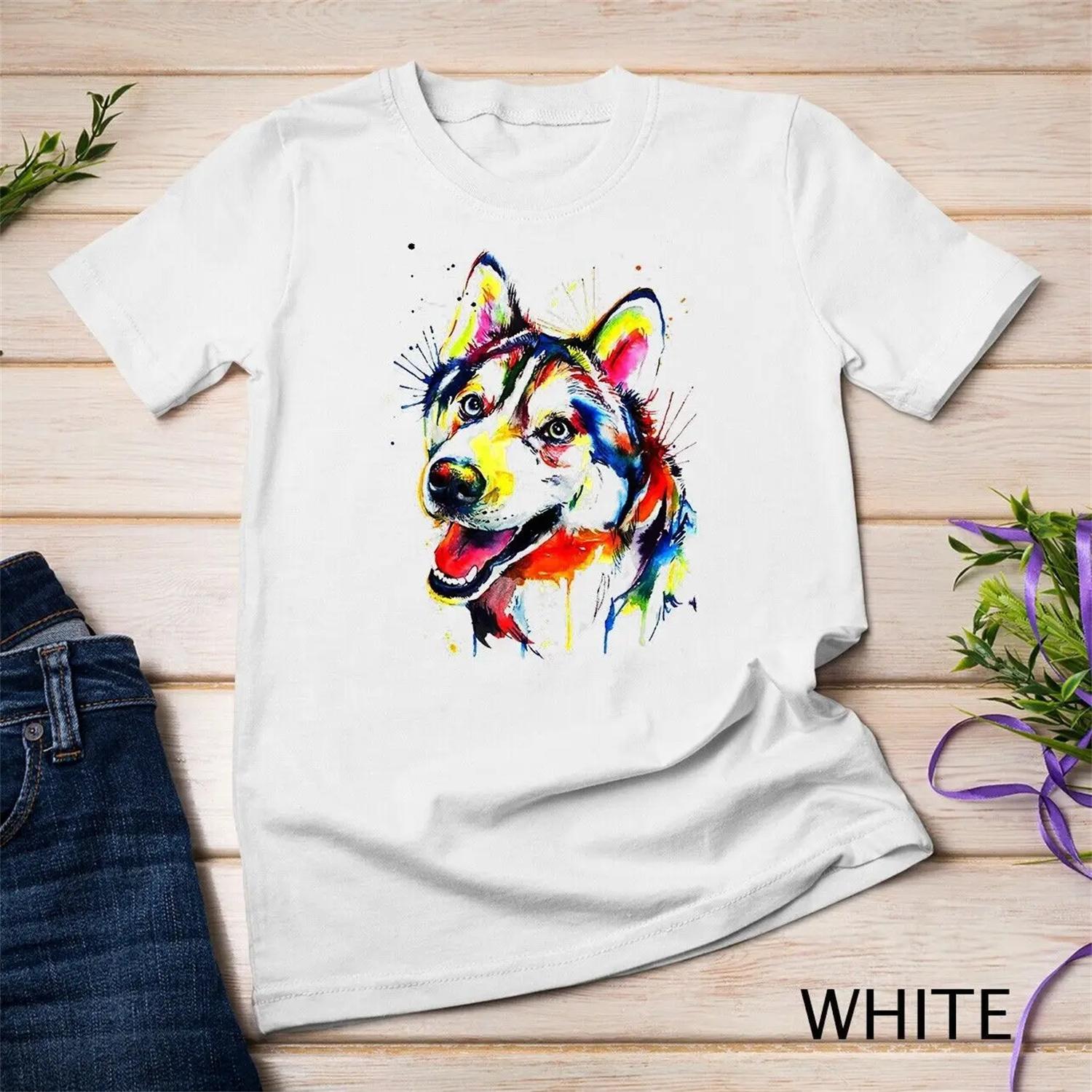Colorful Siberian Husky Lover Dad Mom Funny Kidding T Shirt S