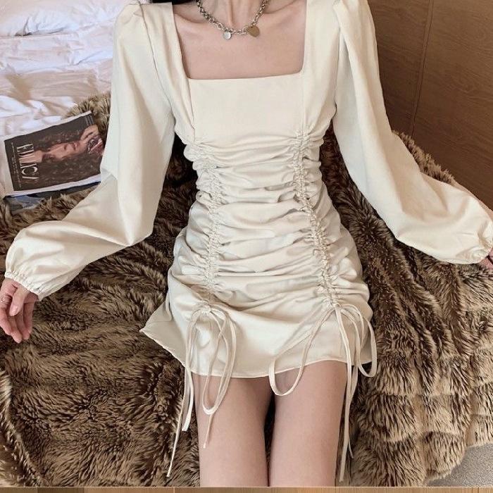 

Royal sister light and familiar style dress spring and autumn new retro small temperament waist and thin S