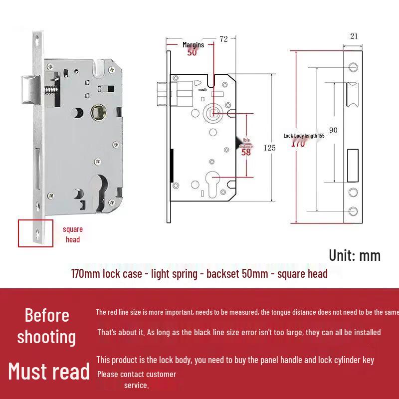 Kewai Dun Universal Room Door Lock Body