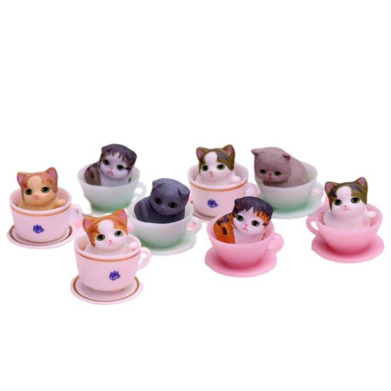 

8Pcs Cat Ornament Mini Hand Painted Realistic Collectible DIY Accessories Adorable Cake Topper Teacup Cat Figurine Desktop Decor 8pcs