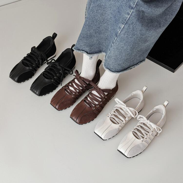 Dongdaemun popular recommendation~ leather lace-up sports shoes 2025 autumn new lightweight Mary Jane shoes