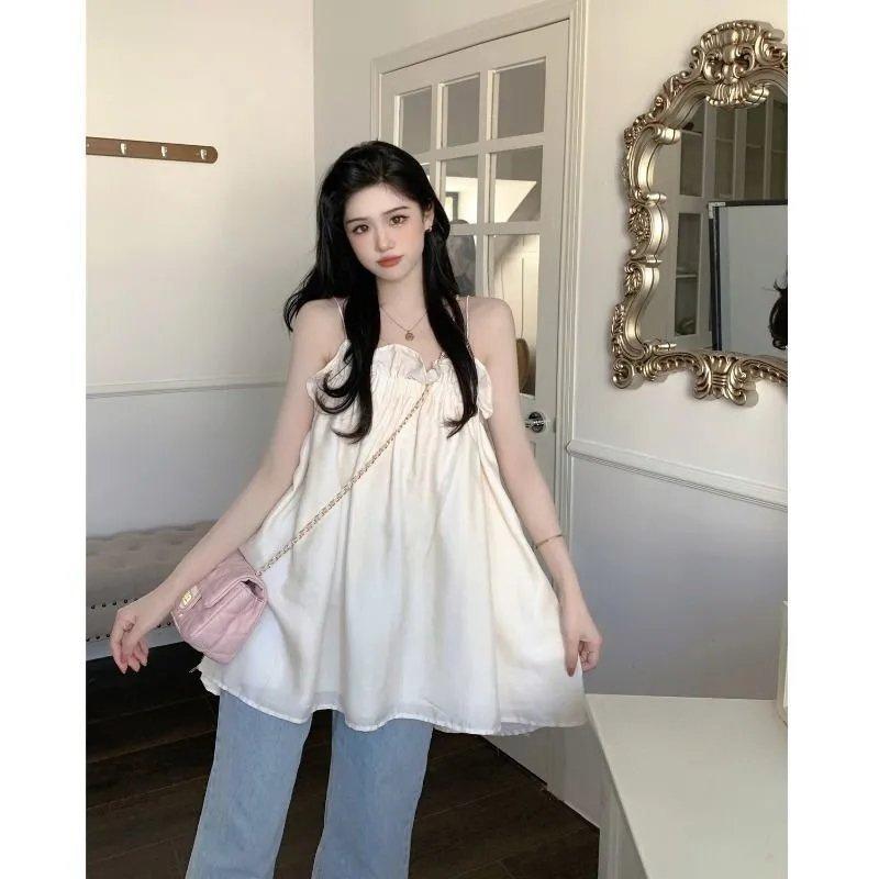French sweet and gentle wind doll shirt women's summer wear sling vest loose niche design sleeveless top