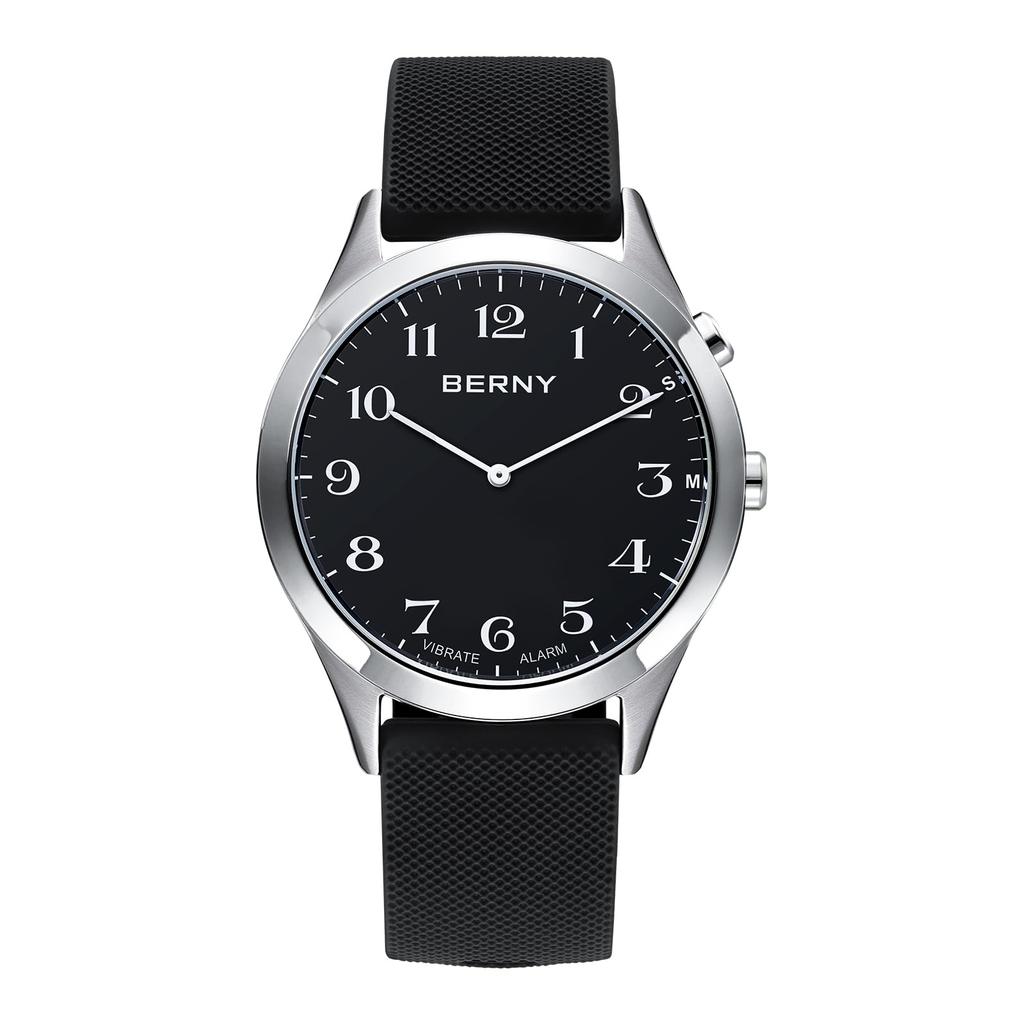 BERNY Wibrujący Zegarek z Ukrytym OLED Wibracje i Alarm Specjalnie Zaprojektowany dla Osób Starszych i Niedosłyszących Wodoodporny do 3 ATM, Wielofunkcyjny