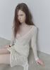 Pilse See-Through V-Neck Long-Sleeved, Ivory