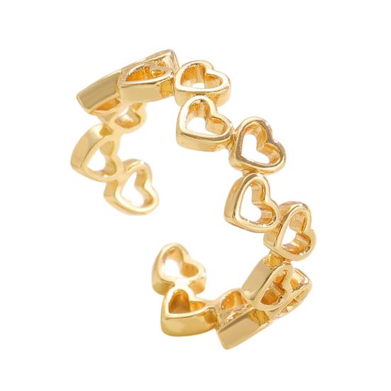 

Women Ring Opening Adjustable Lightweight Finger Ring Golden Plated Hollow Heart Design Finger Band Jewelry Gift B