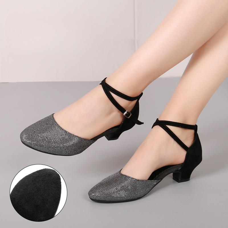 Zapatos de Baile de Salón para Mujer Zapatos de Baile Latino Dama Punta Cerrada Zapatos de Salsa Tacón Bajo Zapatos de Baile Latino Mujer 3.5cm/5.5cm